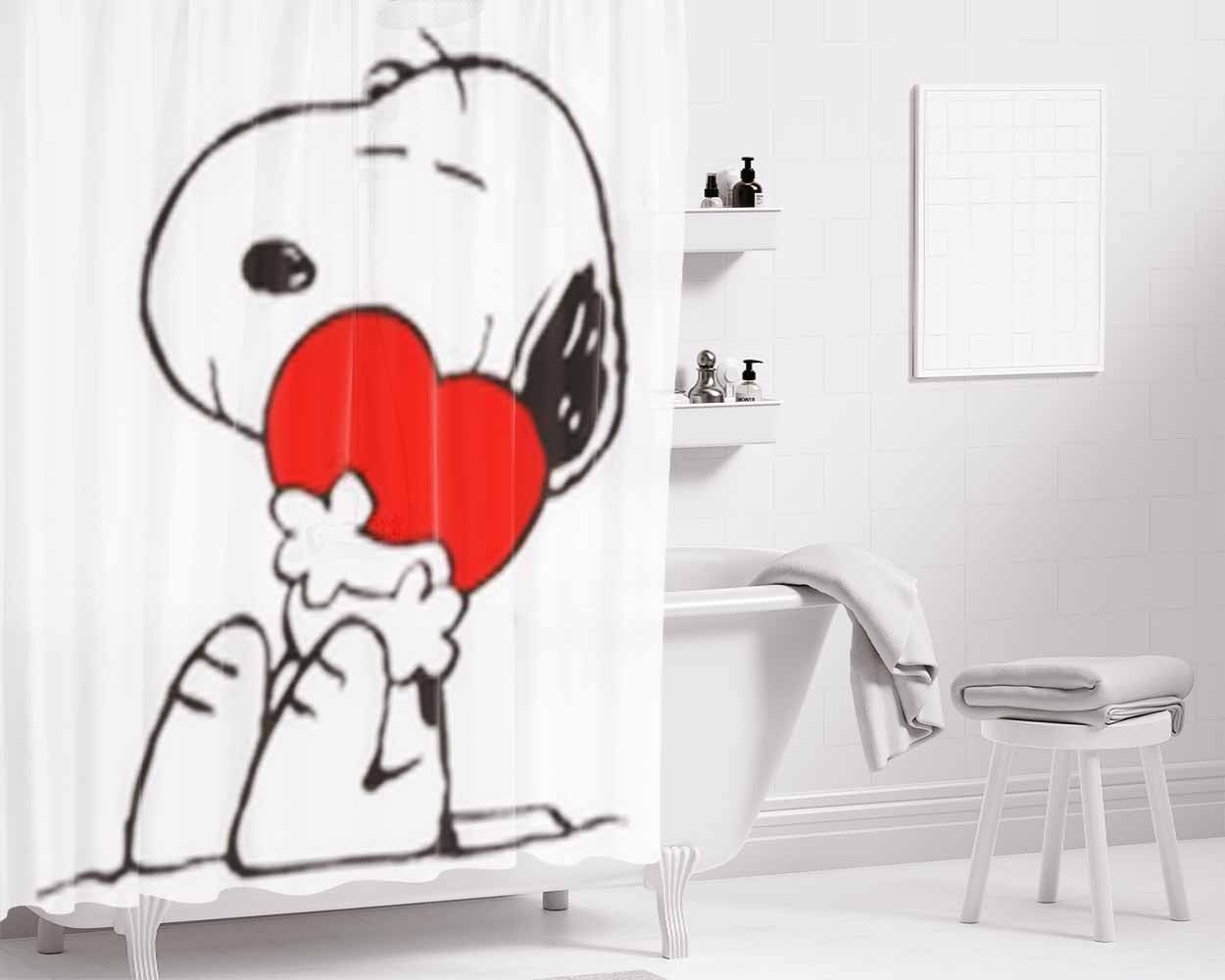Snoopy X Kaws Bathroom Shower Curtain Fabric Waterproof | 66 X 72 Inch