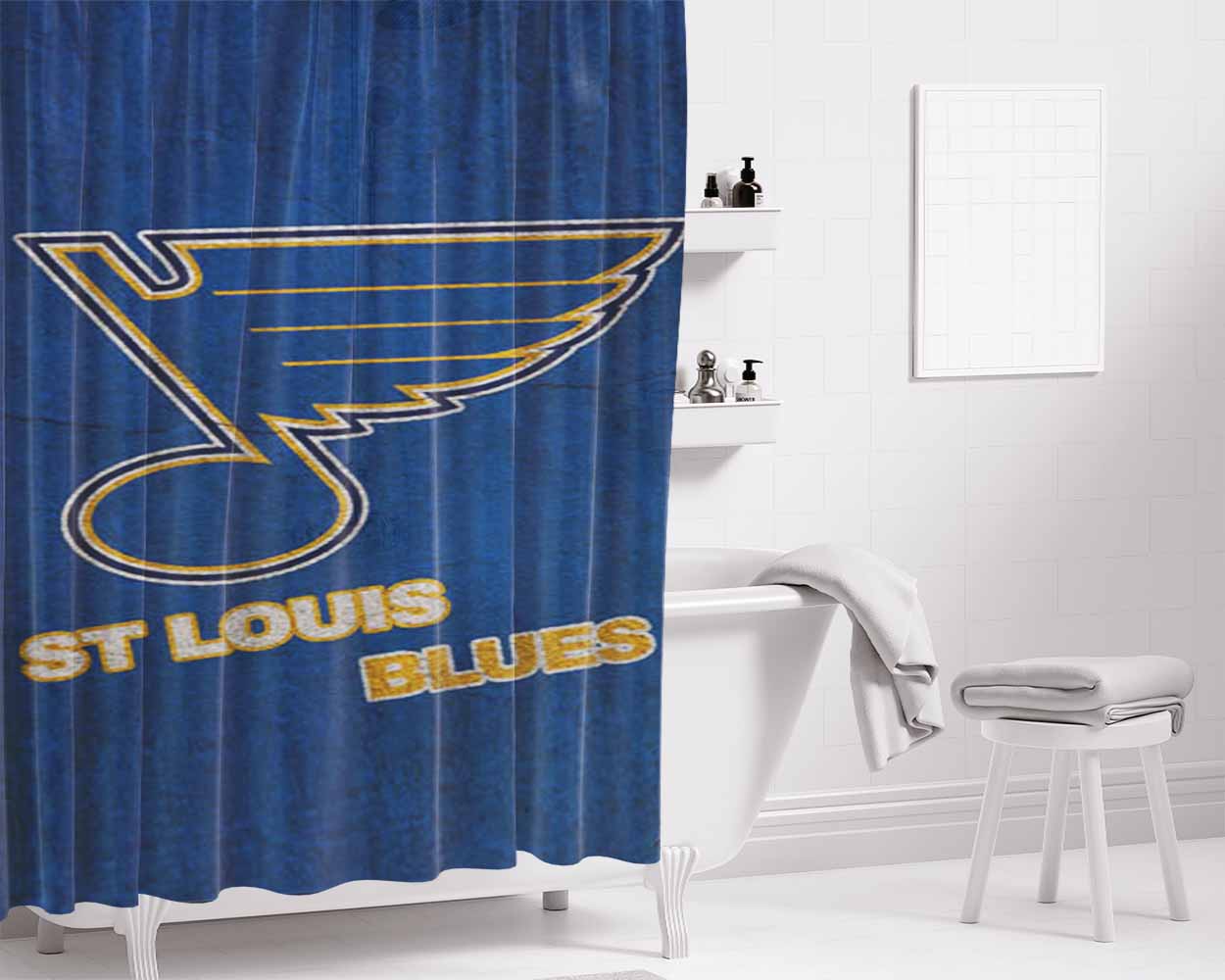St Louis Blues Art Bathroom Shower Curtain Fabric Waterproof | 66 X 72 Inch