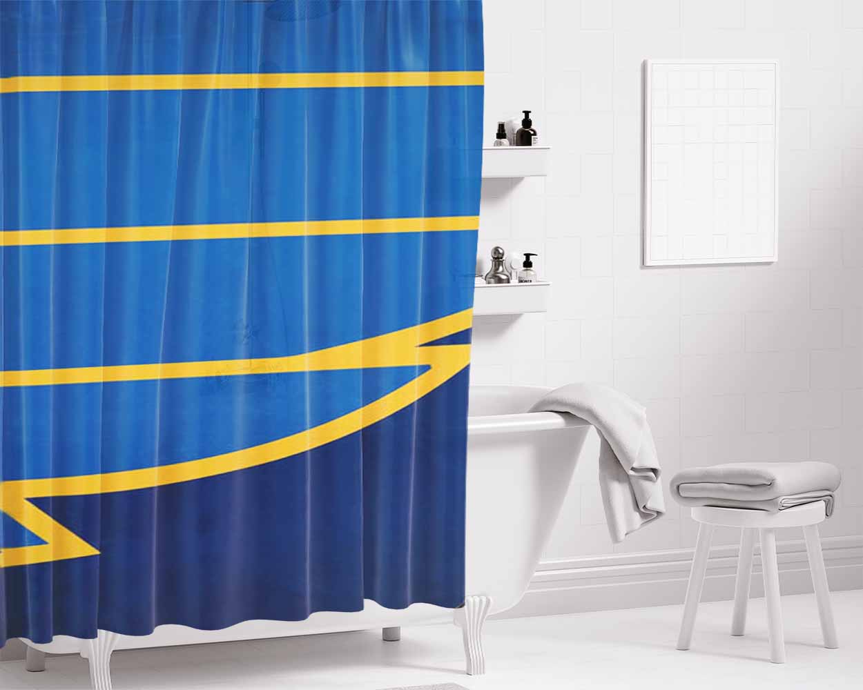 St Louis Blues Design Bathroom Shower Curtain Fabric Waterproof | 66 X 72 Inch