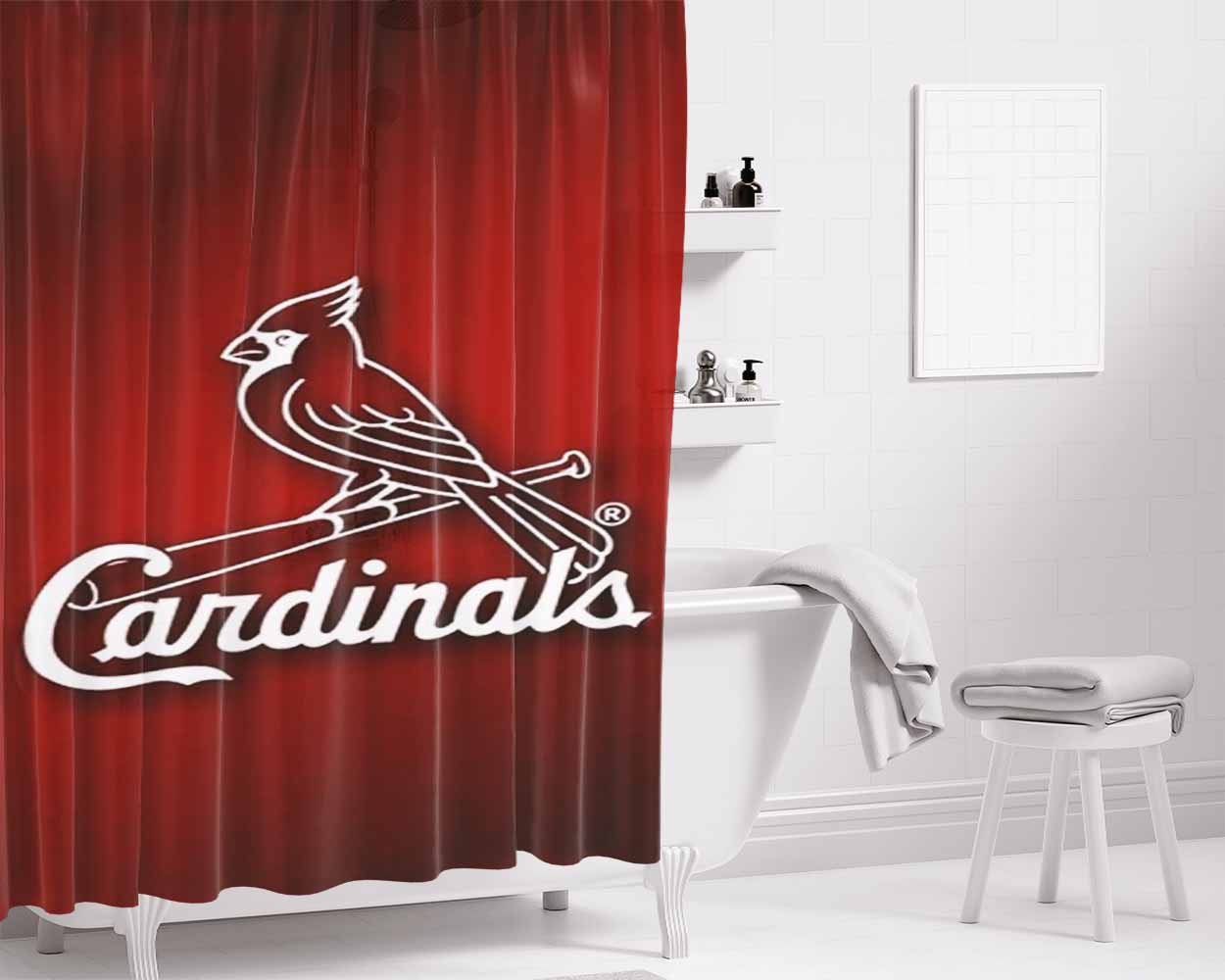 St Louis Cardinals Bathroom Shower Curtain Fabric Waterproof | 66 X 72 Inch
