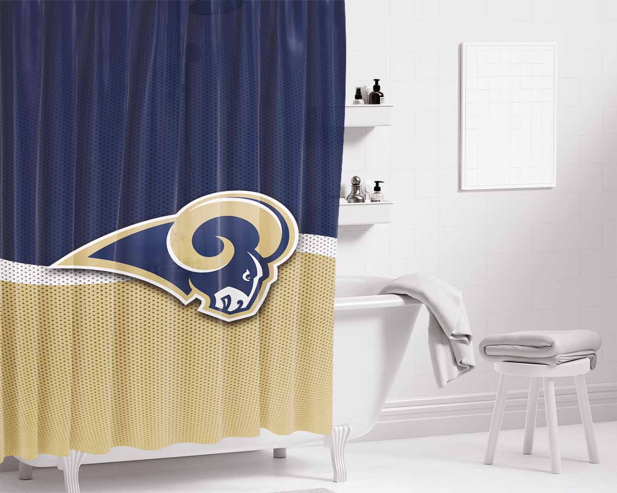 St Louis Rams Logo Jersey Bathroom Shower Curtain Fabric Waterproof | 66 X 72 Inch