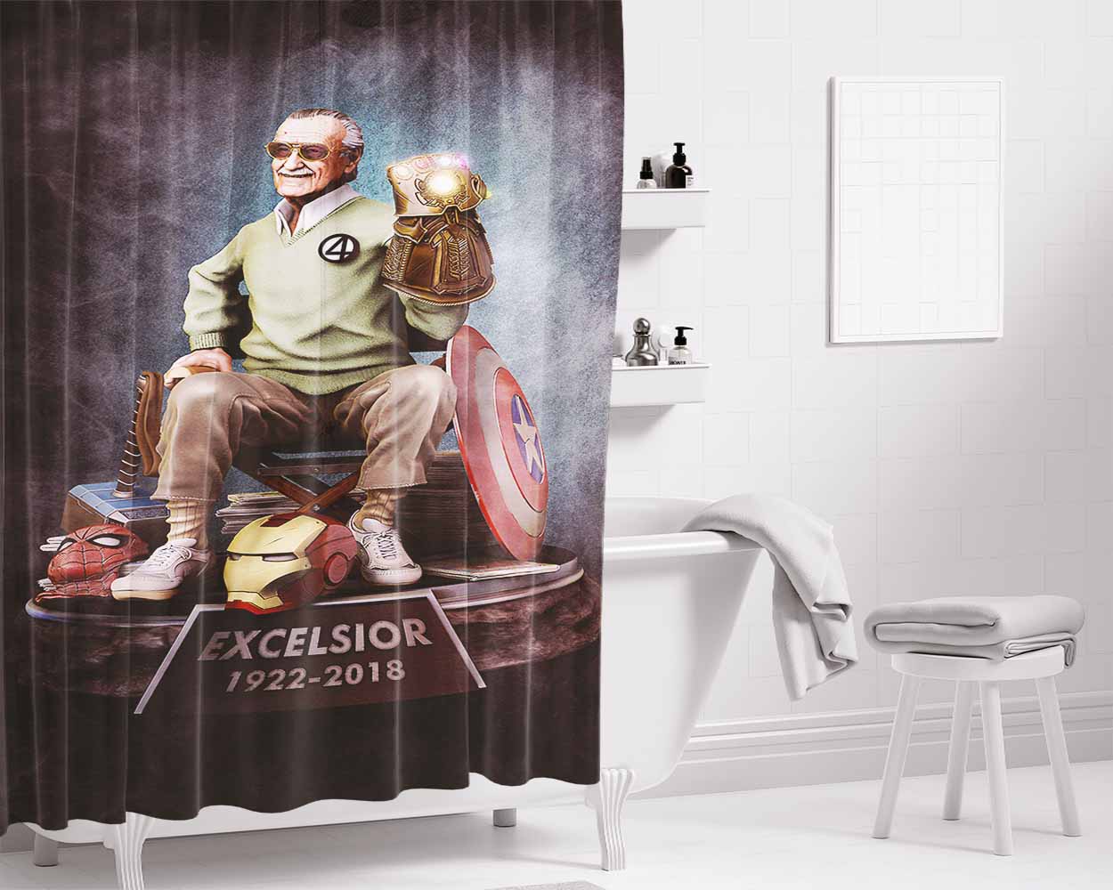 Stan Lee Marvel Comics Of Thanos Bathroom Shower Curtain Fabric Waterproof | 66 X 72 Inch