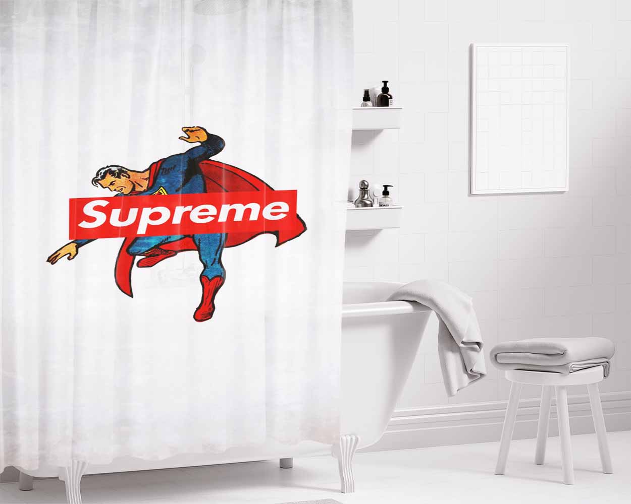 Superman Supreme Bathroom Shower Curtain Fabric Waterproof | 66 X 72 Inch