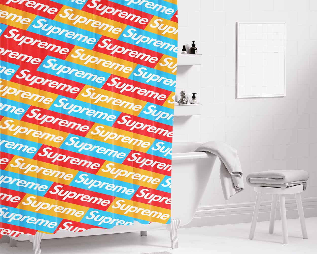 Supreme Color Bathroom Shower Curtain Fabric Waterproof | 66 X 72 Inch