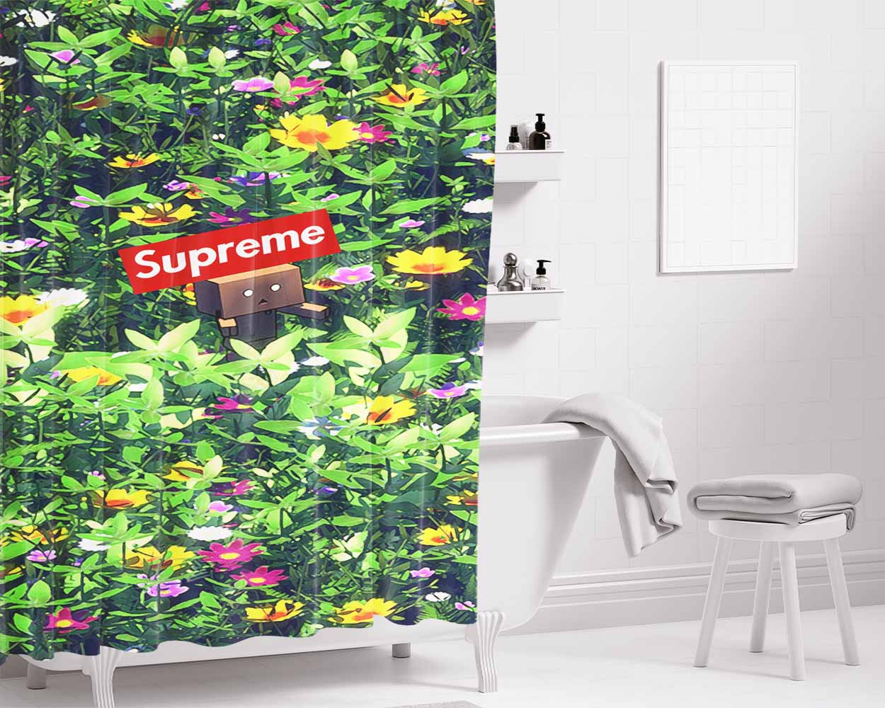 Supreme Danbo Bathroom Shower Curtain Fabric Waterproof | 66 X 72 Inch