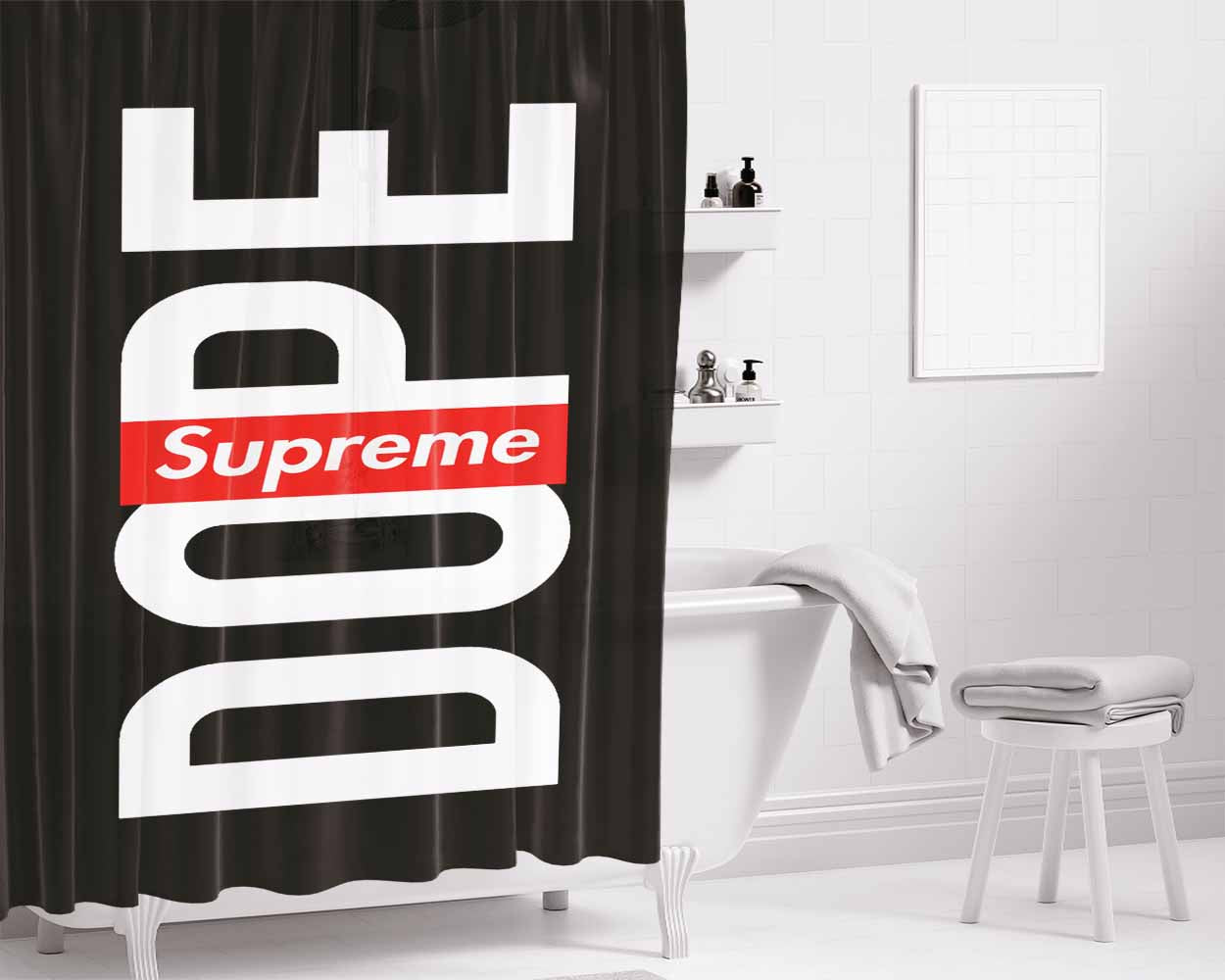 Supreme Dope Bathroom Shower Curtain Fabric Waterproof | 66 X 72 Inch