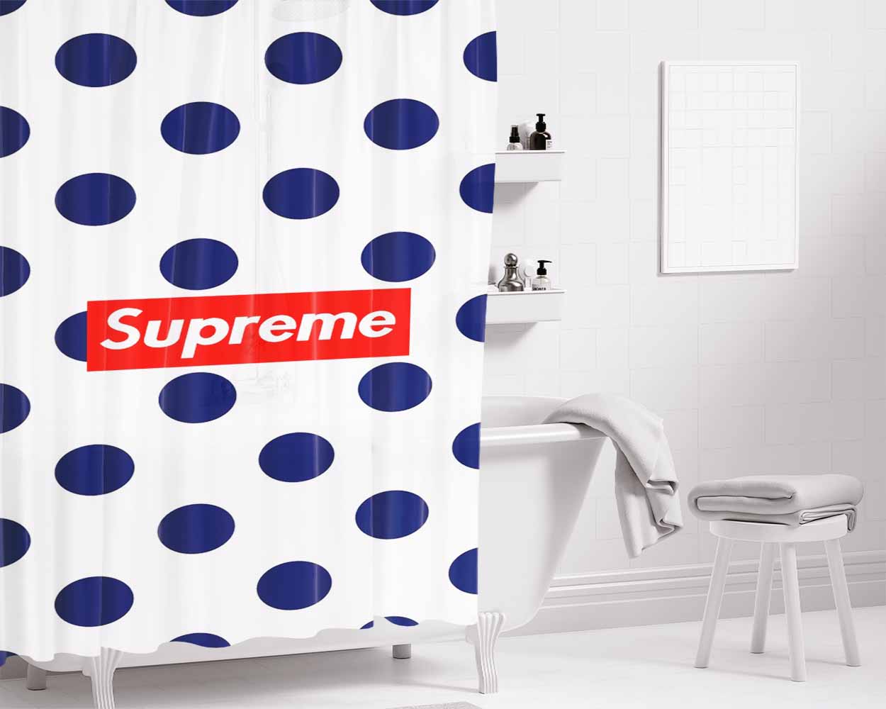 Supreme Dots Bathroom Shower Curtain Fabric Waterproof | 66 X 72 Inch