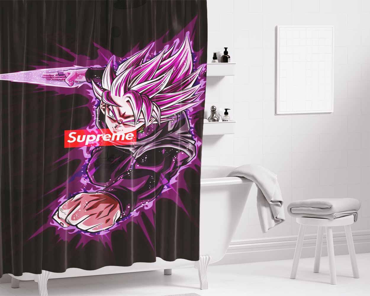 Supreme Floral Wallpaper Bathroom Shower Curtain Fabric Waterproof | 66 X 72 Inch