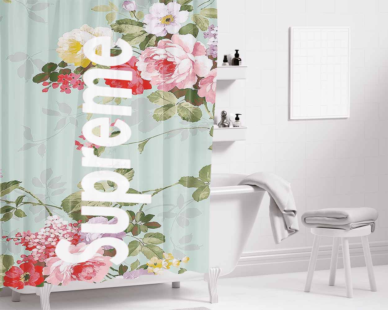 Supreme Flower 2 Bathroom Shower Curtain Fabric Waterproof | 66 X 72 Inch