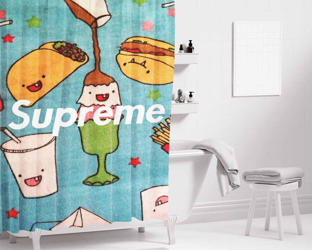 Supreme Food And Drink Bathroom Shower Curtain Fabric Waterproof | 66 X 72 Inch