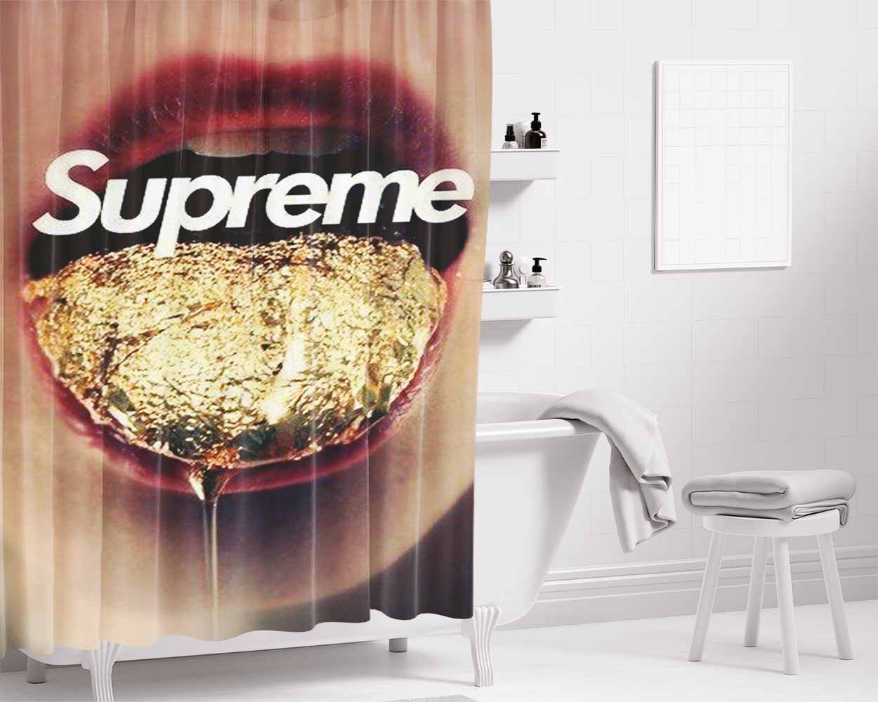 Supreme Gold Bathroom Shower Curtain Fabric Waterproof | 66 X 72 Inch