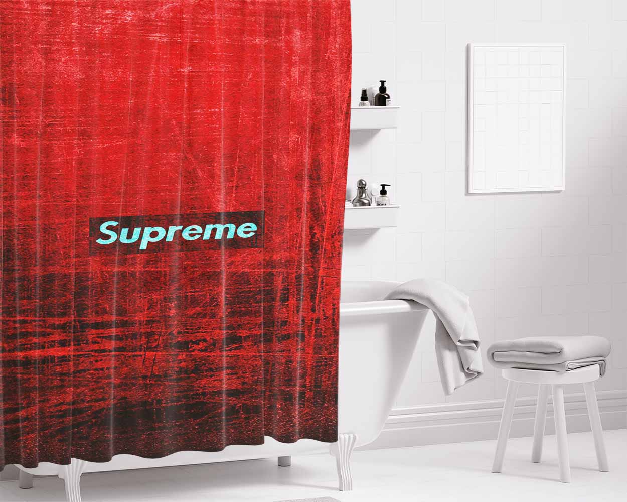 Supreme Grunge Wall Bathroom Shower Curtain Fabric Waterproof | 66 X 72 Inch