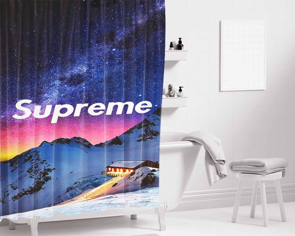 Supreme In The Sky Bathroom Shower Curtain Fabric Waterproof | 66 X 72 Inch