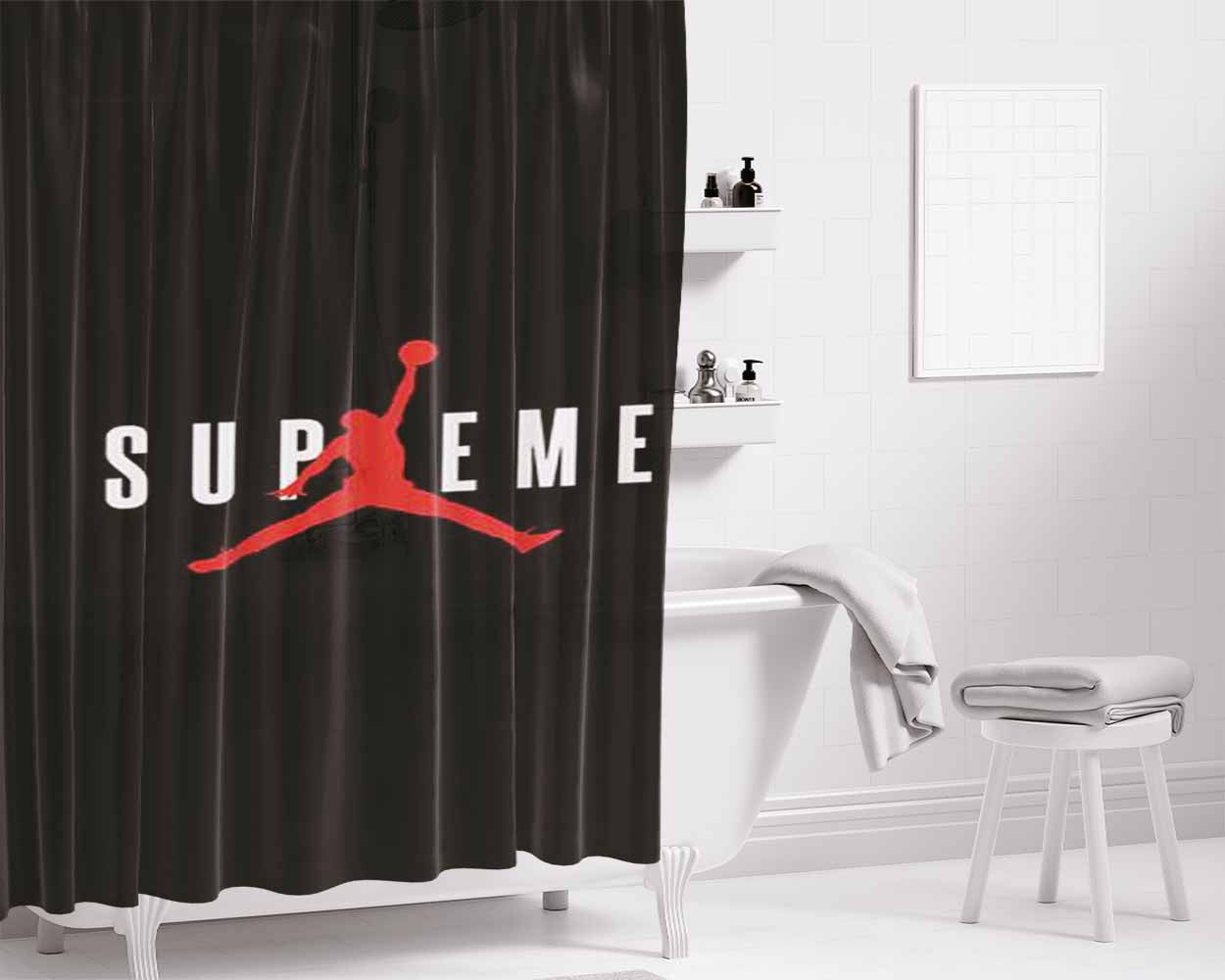 Supreme Jordan Bathroom Shower Curtain Fabric Waterproof | 66 X 72 Inch