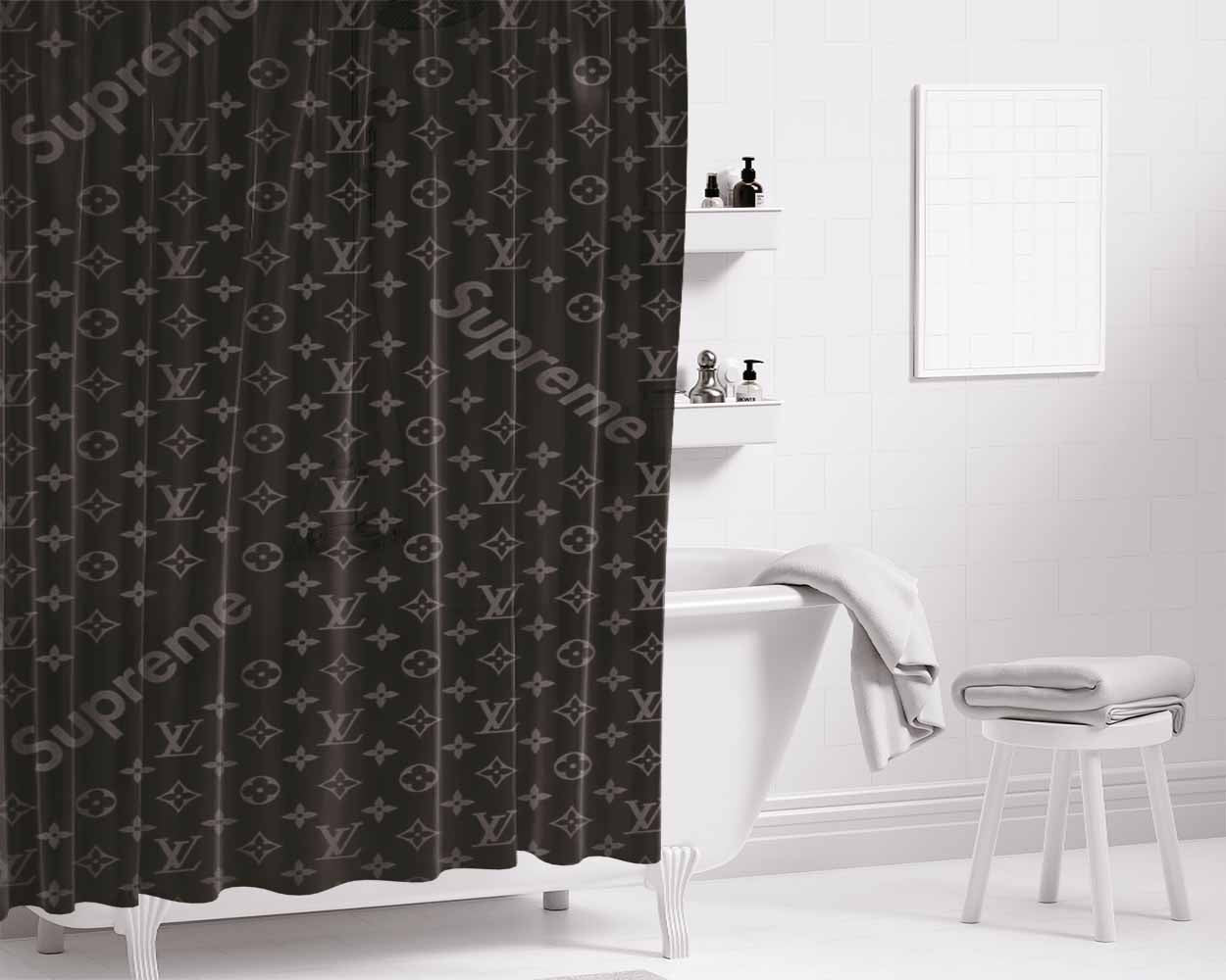 Supreme Louis Vuitton 3 Bathroom Shower Curtain Fabric Waterproof | 66 X 72 Inch