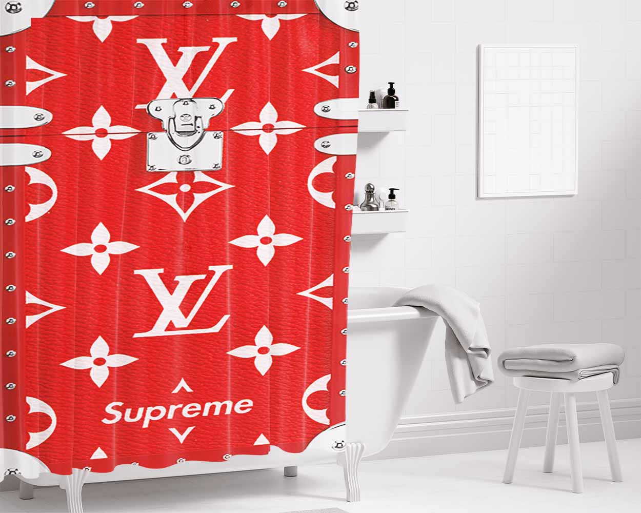 Supreme Louis Vuitton Eye Trunk Bathroom Shower Curtain Fabric Waterproof | 66 X 72 Inch