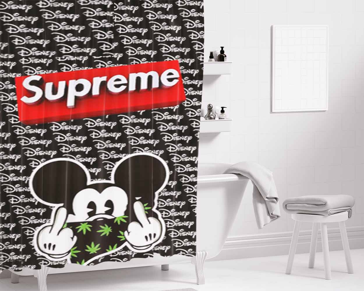 Supreme Mickey Mouse Bathroom Shower Curtain Fabric Waterproof | 66 X 72 Inch