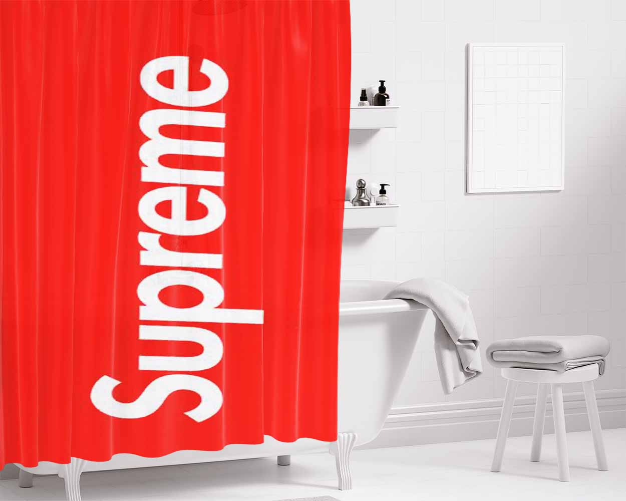 Supreme New York Clothing Bathroom Shower Curtain Fabric Waterproof | 66 X 72 Inch