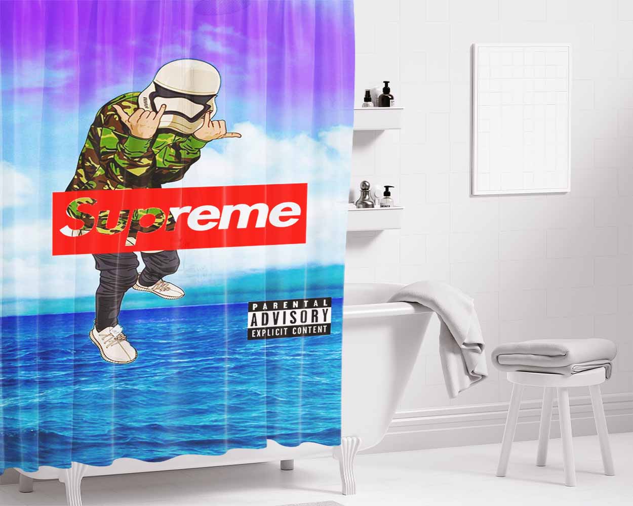 Supreme Parental Bathroom Shower Curtain Fabric Waterproof | 66 X 72 Inch