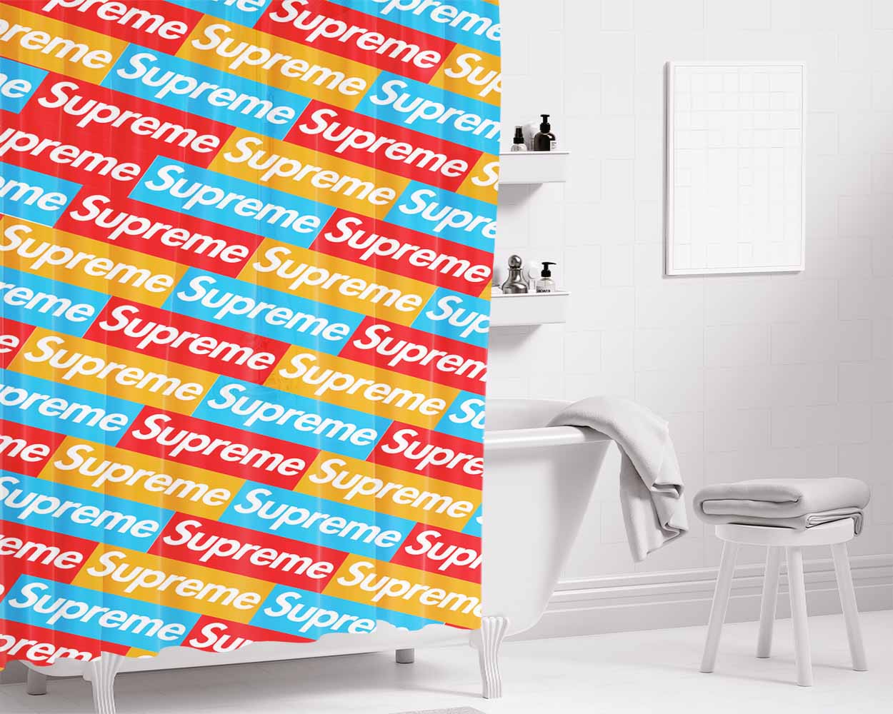 Supreme Pattern Bathroom Shower Curtain Fabric Waterproof | 66 X 72 Inch