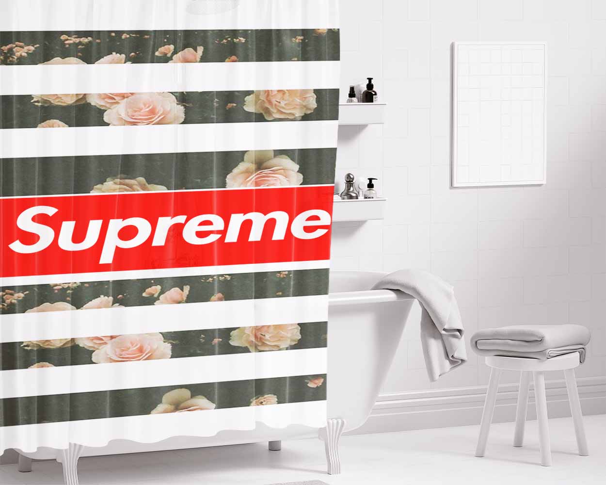 Supreme Rose Bathroom Shower Curtain Fabric Waterproof | 66 X 72 Inch
