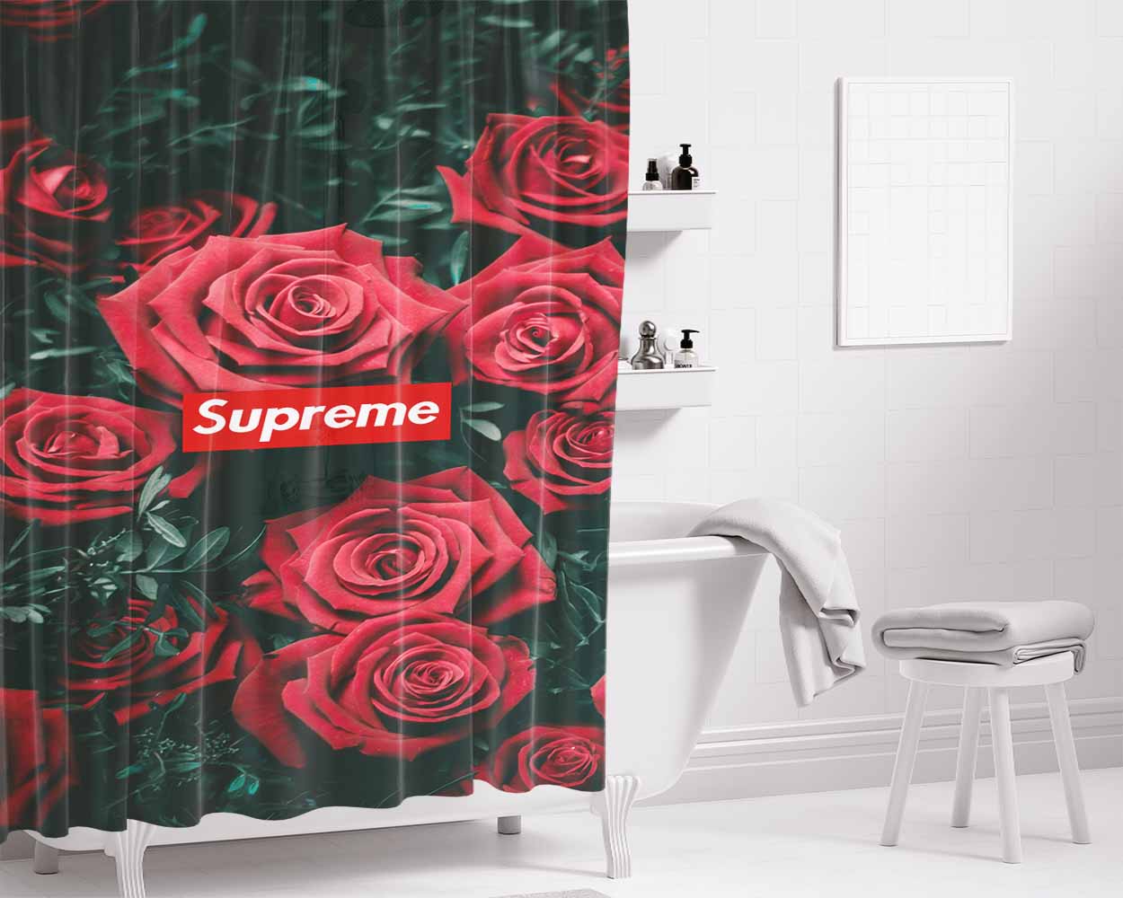 Supreme Roses 2 Bathroom Shower Curtain Fabric Waterproof | 66 X 72 Inch