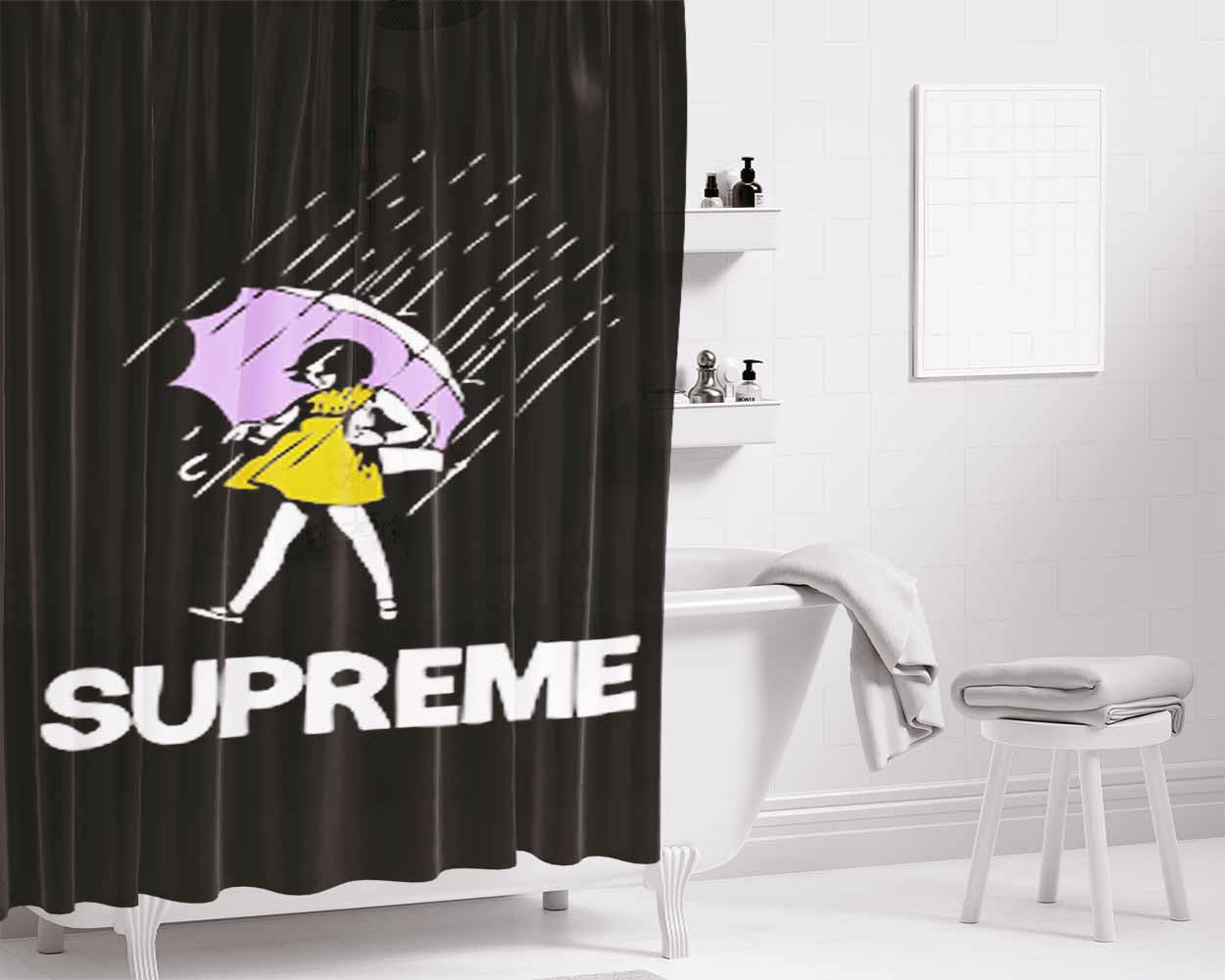 Supreme Salty Rain Bathroom Shower Curtain Fabric Waterproof | 66 X 72 Inch