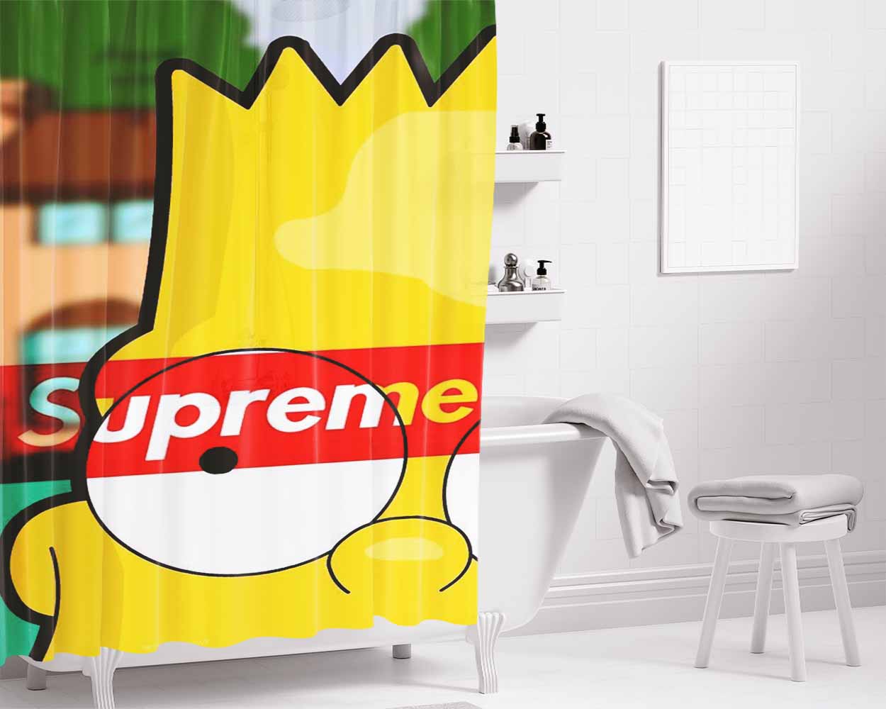 Supreme Simpsons Fondos De Pantalla Los Bathroom Shower Curtain Fabric Waterproof | 66 X 72 Inch