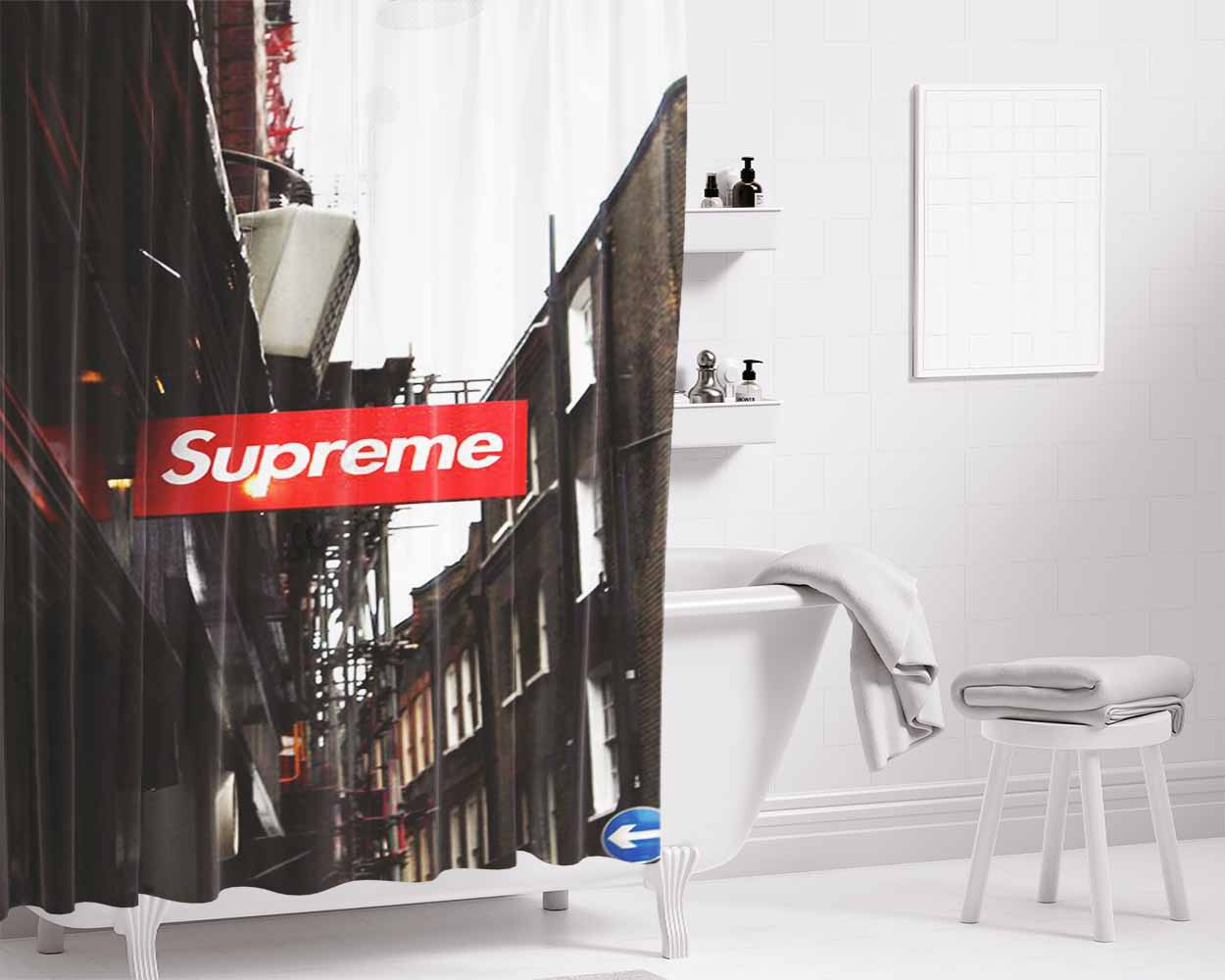 Supreme Store Bathroom Shower Curtain Fabric Waterproof | 66 X 72 Inch