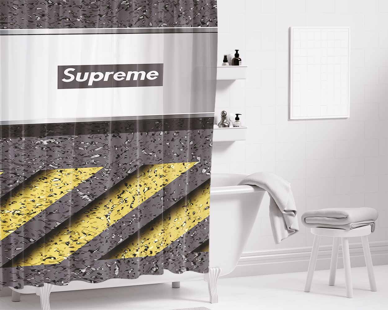 Supreme Street Bathroom Shower Curtain Fabric Waterproof | 66 X 72 Inch