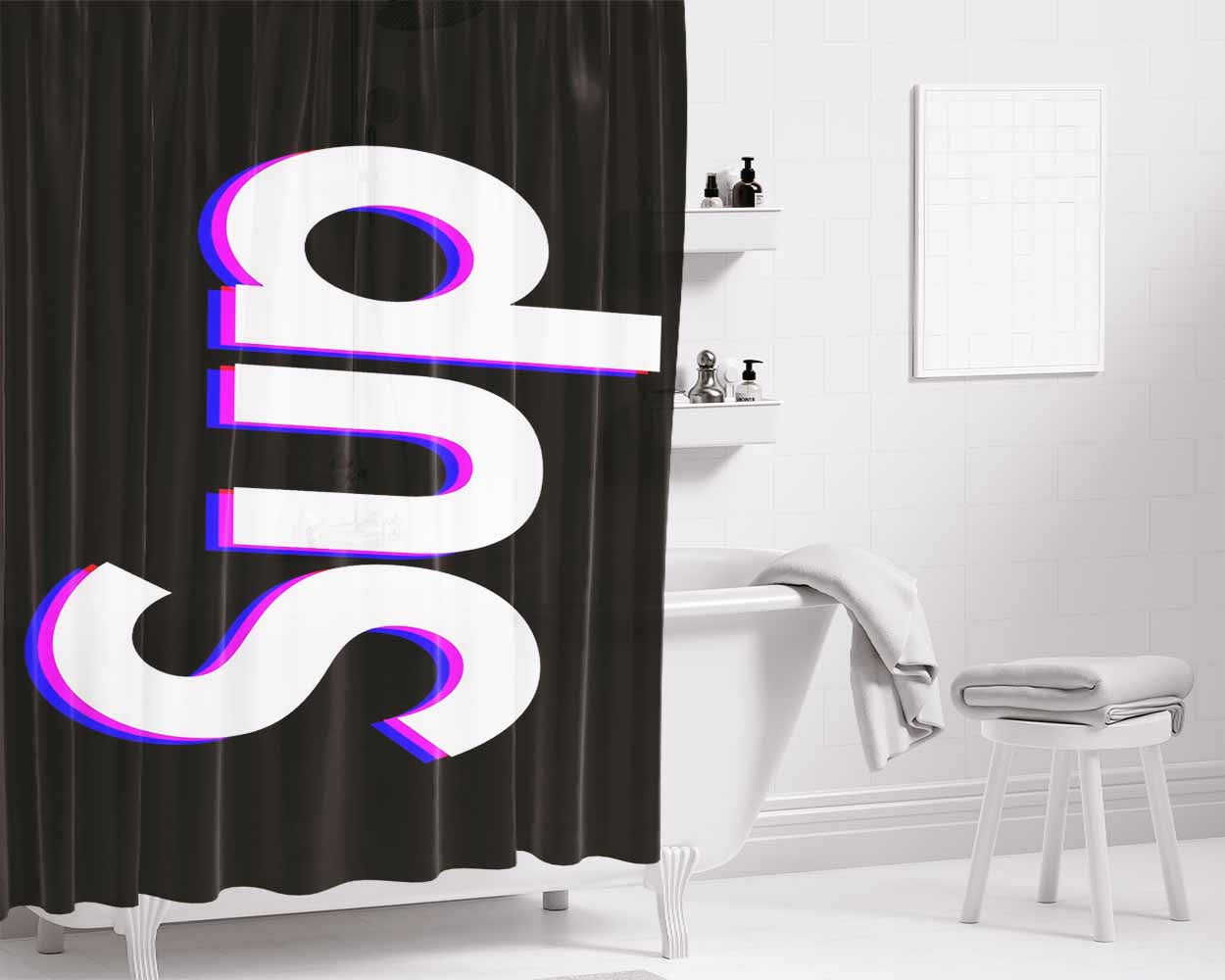 Supreme Sup 3D Bathroom Shower Curtain Fabric Waterproof | 66 X 72 Inch