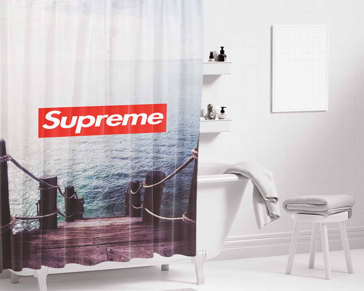 Supreme The Sea Bathroom Shower Curtain Fabric Waterproof | 66 X 72 Inch