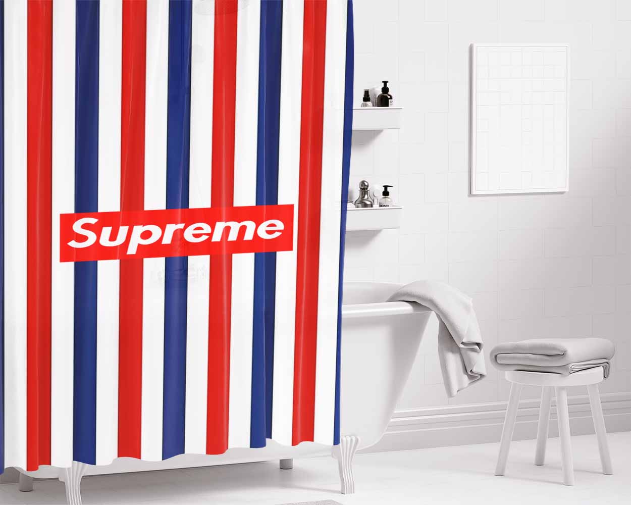 Supreme Tri Line Bathroom Shower Curtain Fabric Waterproof | 66 X 72 Inch