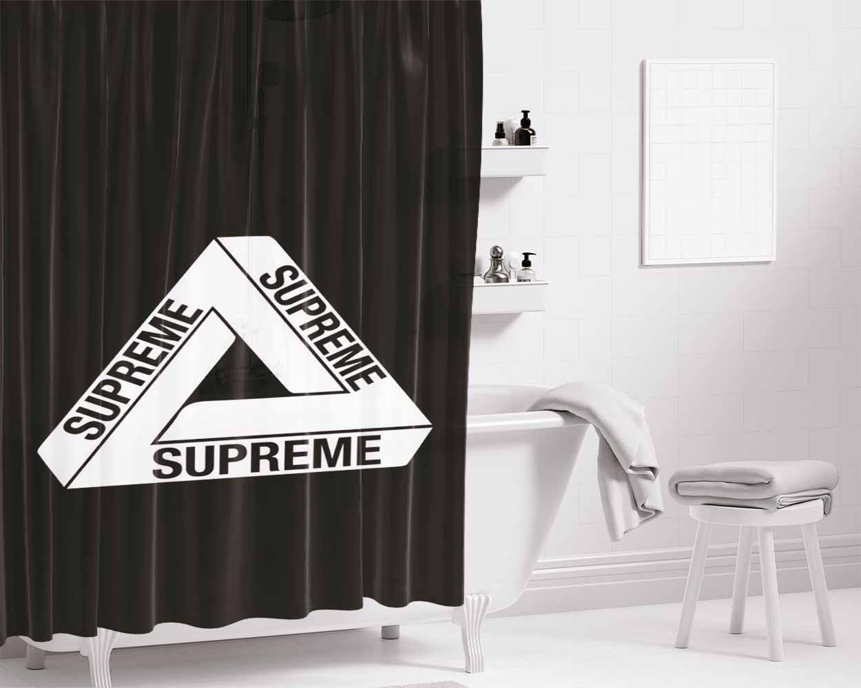 Supreme Triangle Bathroom Shower Curtain Fabric Waterproof | 66 X 72 Inch