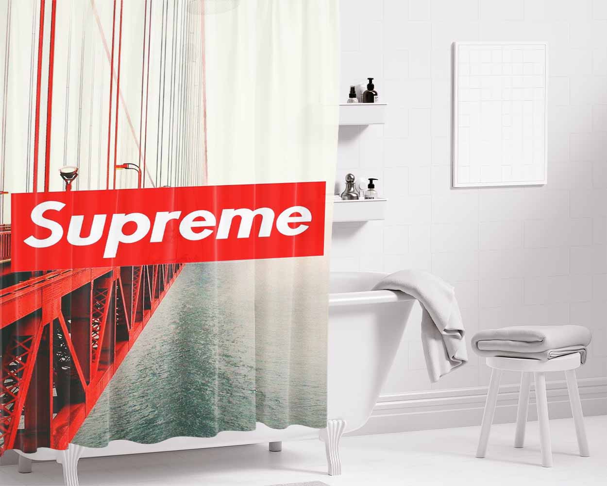 Supreme View Red Bathroom Shower Curtain Fabric Waterproof | 66 X 72 Inch