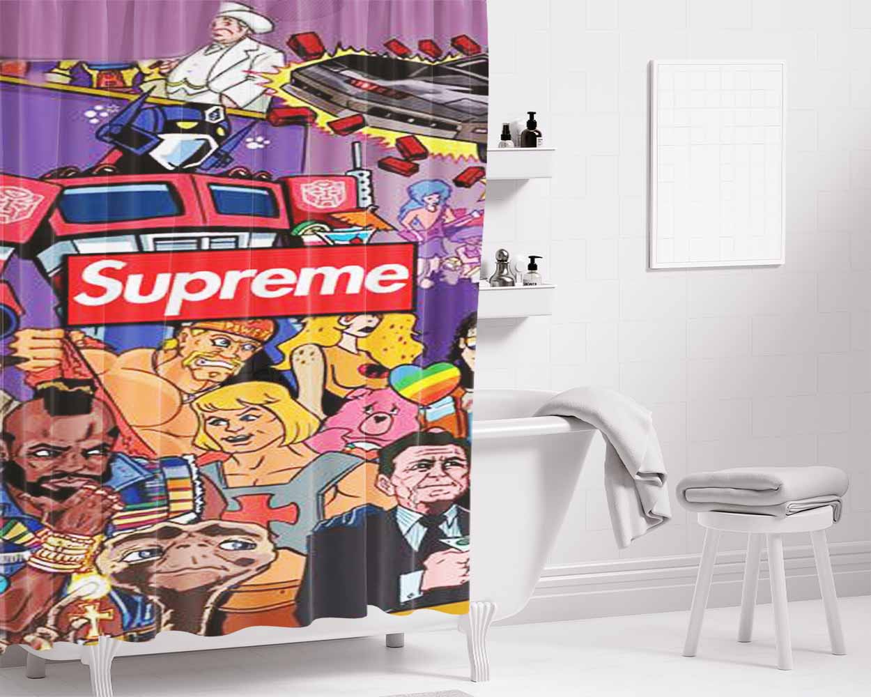 Supreme Wallpaper Peoples Bathroom Shower Curtain Fabric Waterproof | 66 X 72 Inch