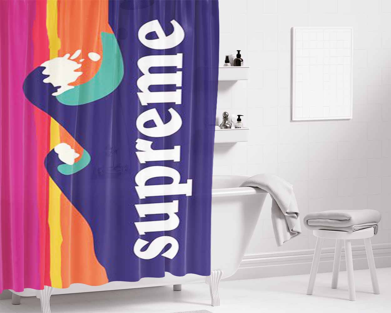 Supreme Waves Bathroom Shower Curtain Fabric Waterproof | 66 X 72 Inch