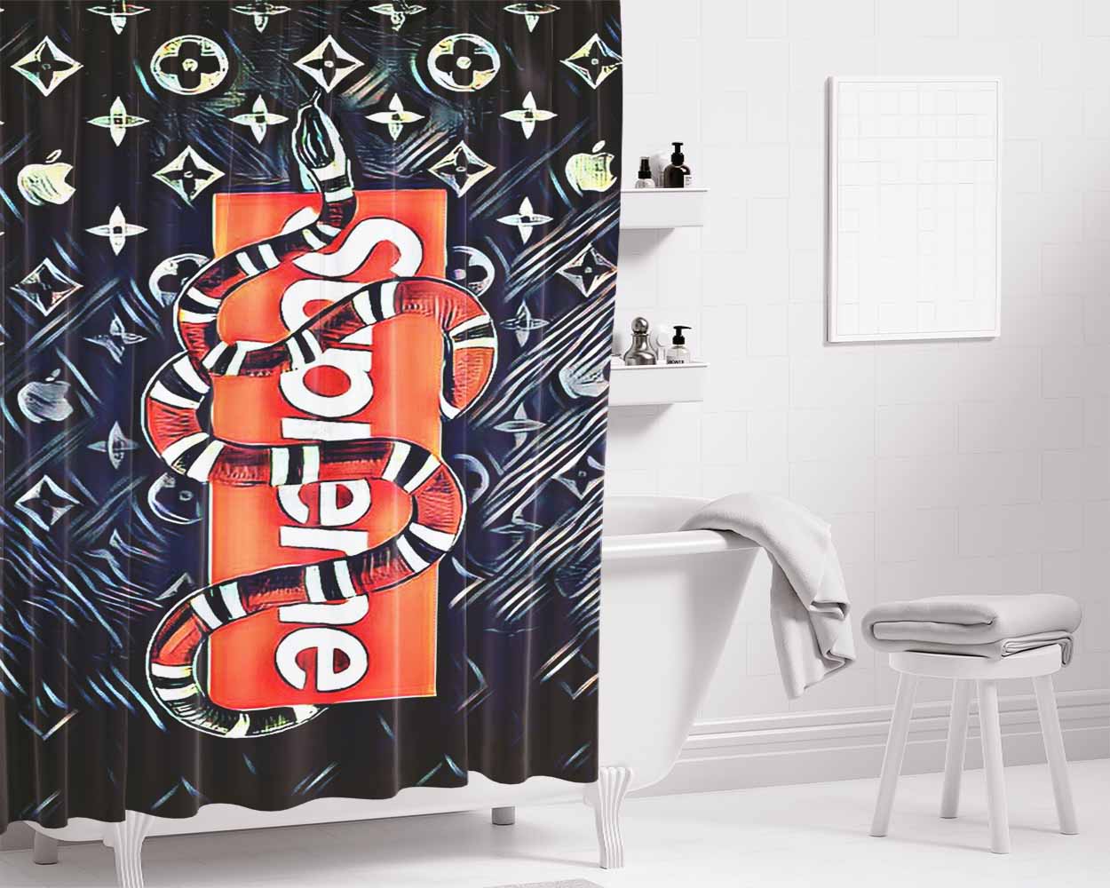 Supreme With Chanel Bathroom Shower Curtain Fabric Waterproof | 66 X 72 Inch