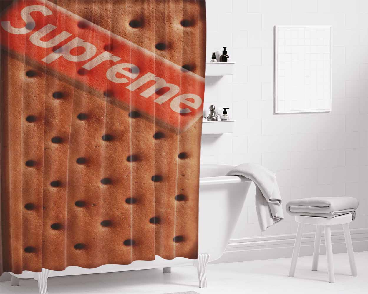 Supreme X Ice Cream Sandwich Bathroom Shower Curtain Fabric Waterproof | 66 X 72 Inch