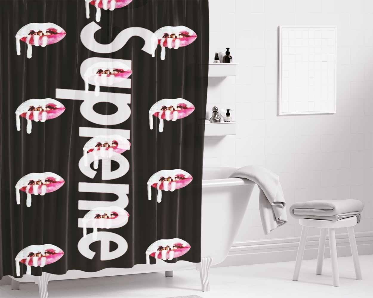 Supreme X Kylie Jenner Lips Logo Bathroom Shower Curtain Fabric Waterproof | 66 X 72 Inch