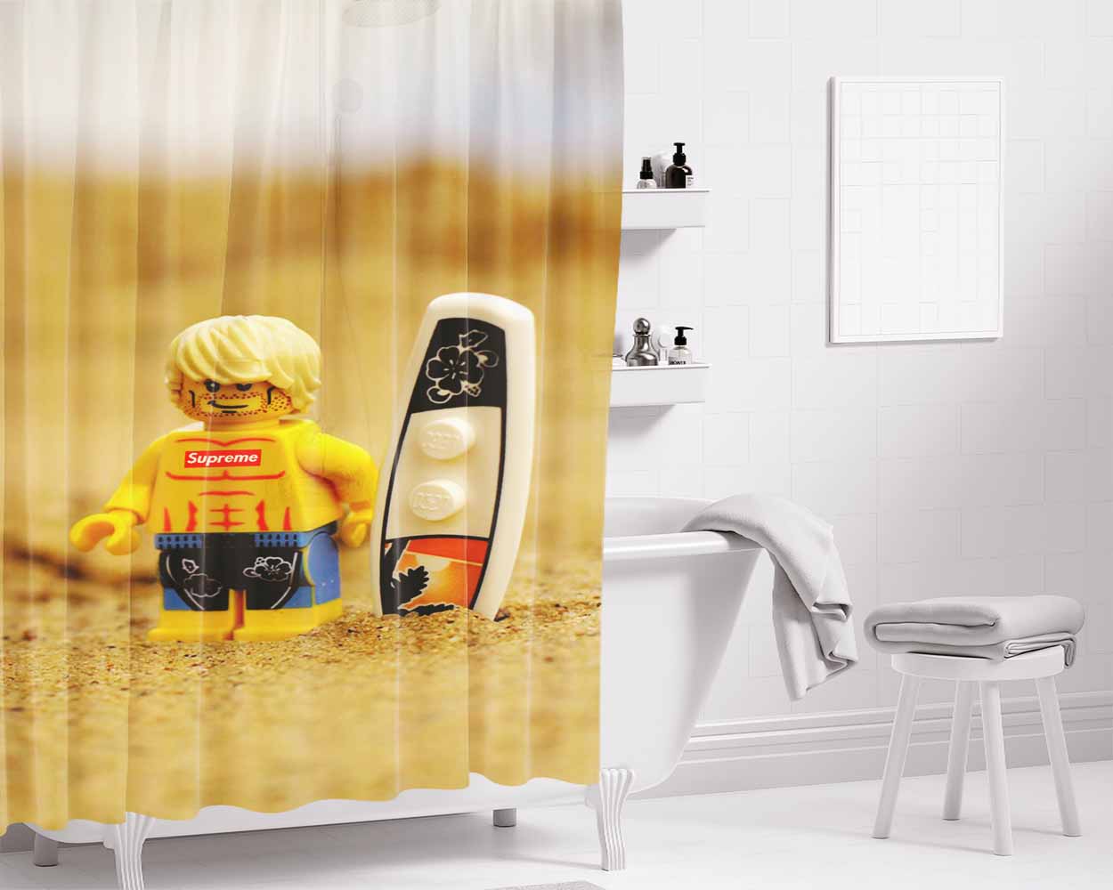 Supreme X Lego Bathroom Shower Curtain Fabric Waterproof | 66 X 72 Inch