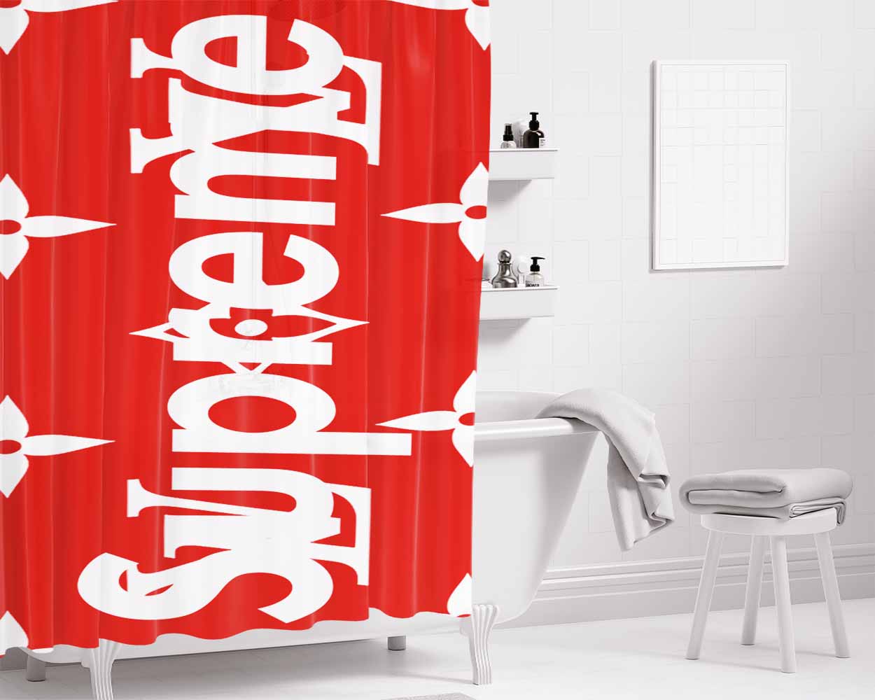 Supreme X Lv Bathroom Shower Curtain Fabric Waterproof | 66 X 72 Inch