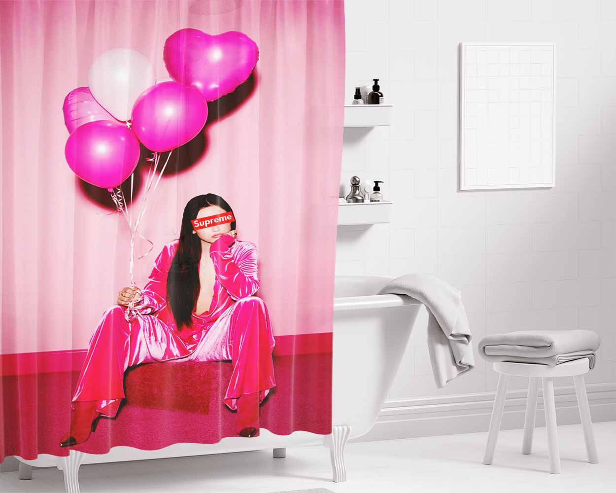 Supreme X Maggie Lindemann Bathroom Shower Curtain Fabric Waterproof | 66 X 72 Inch
