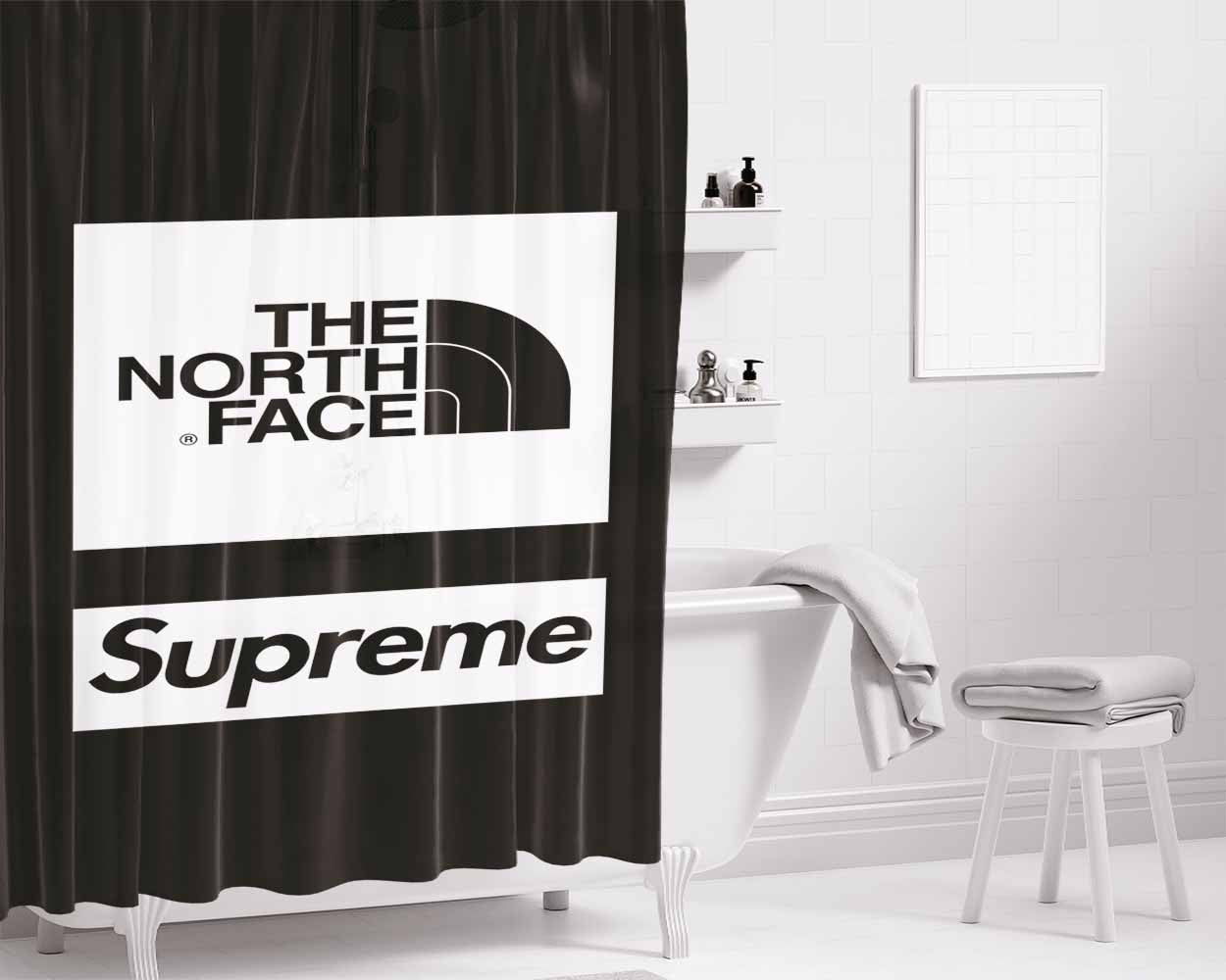Supreme X Northface Bathroom Shower Curtain Fabric Waterproof | 66 X 72 Inch