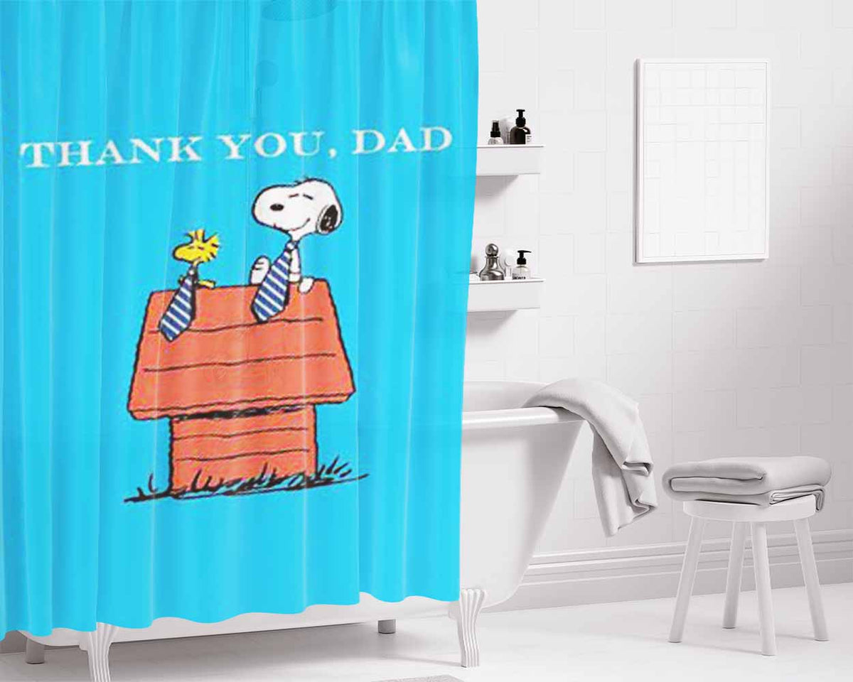 Thank You Dad Snoopy Bathroom Shower Curtain Fabric Waterproof | 66 X 72 Inch