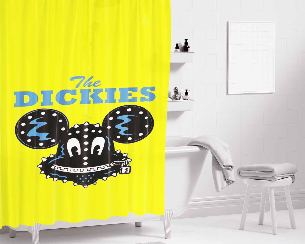 The Dickies Mickey Mouse Yellow Bathroom Shower Curtain Fabric Waterproof | 66 X 72 Inch