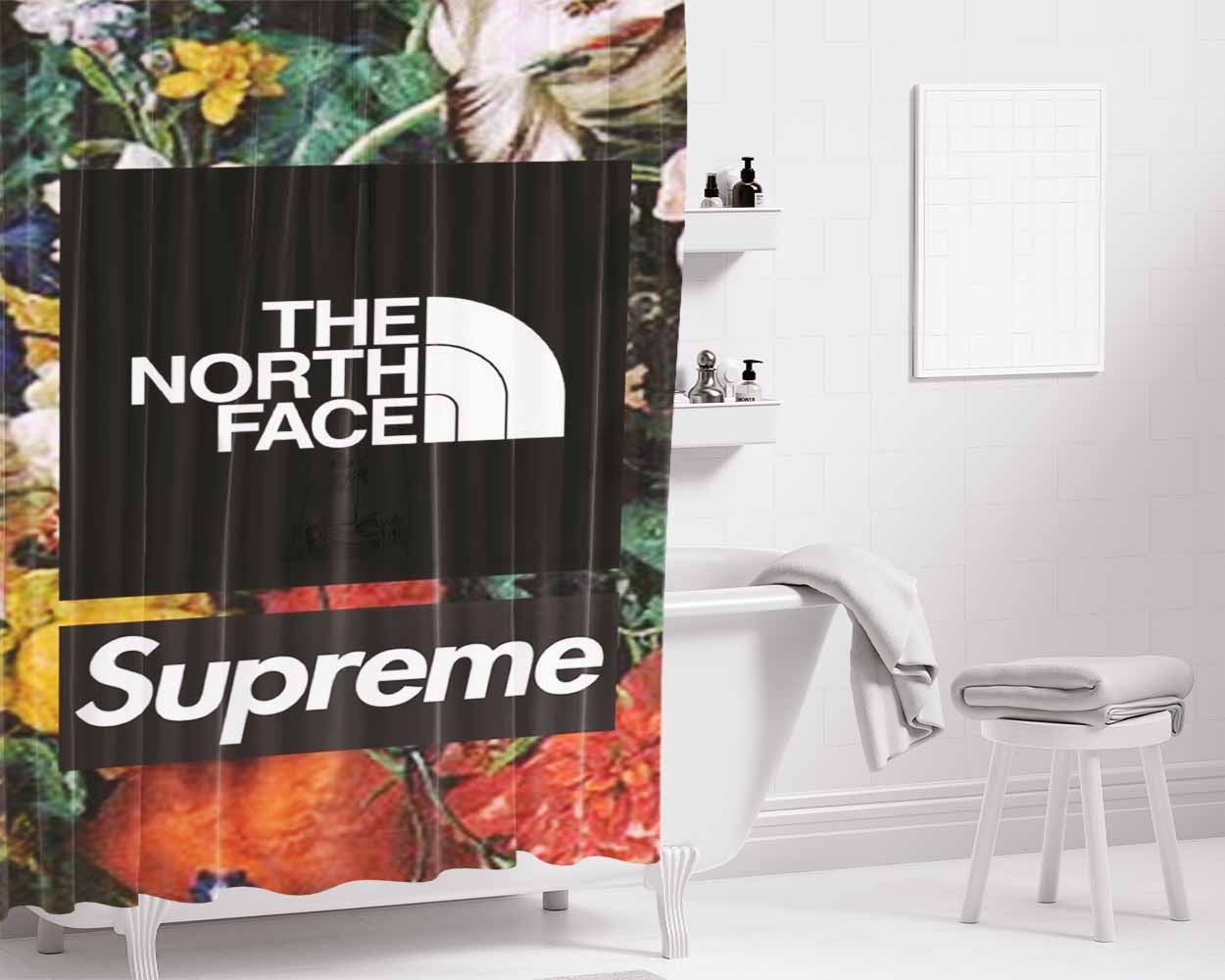 The North Face Supreme Bathroom Shower Curtain Fabric Waterproof | 66 X 72 Inch