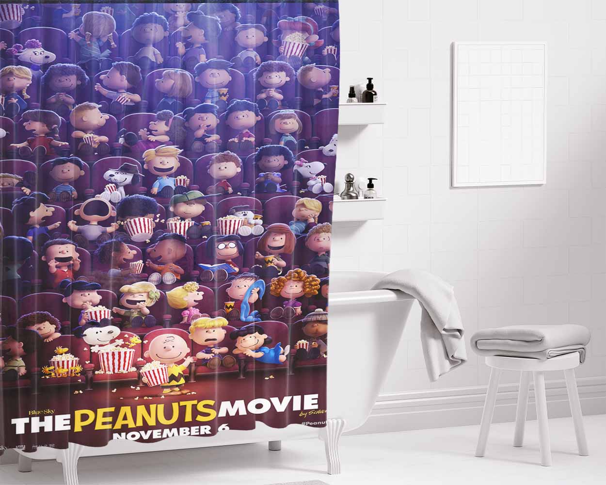The Peanuts Disney Bathroom Shower Curtain Fabric Waterproof | 66 X 72 Inch
