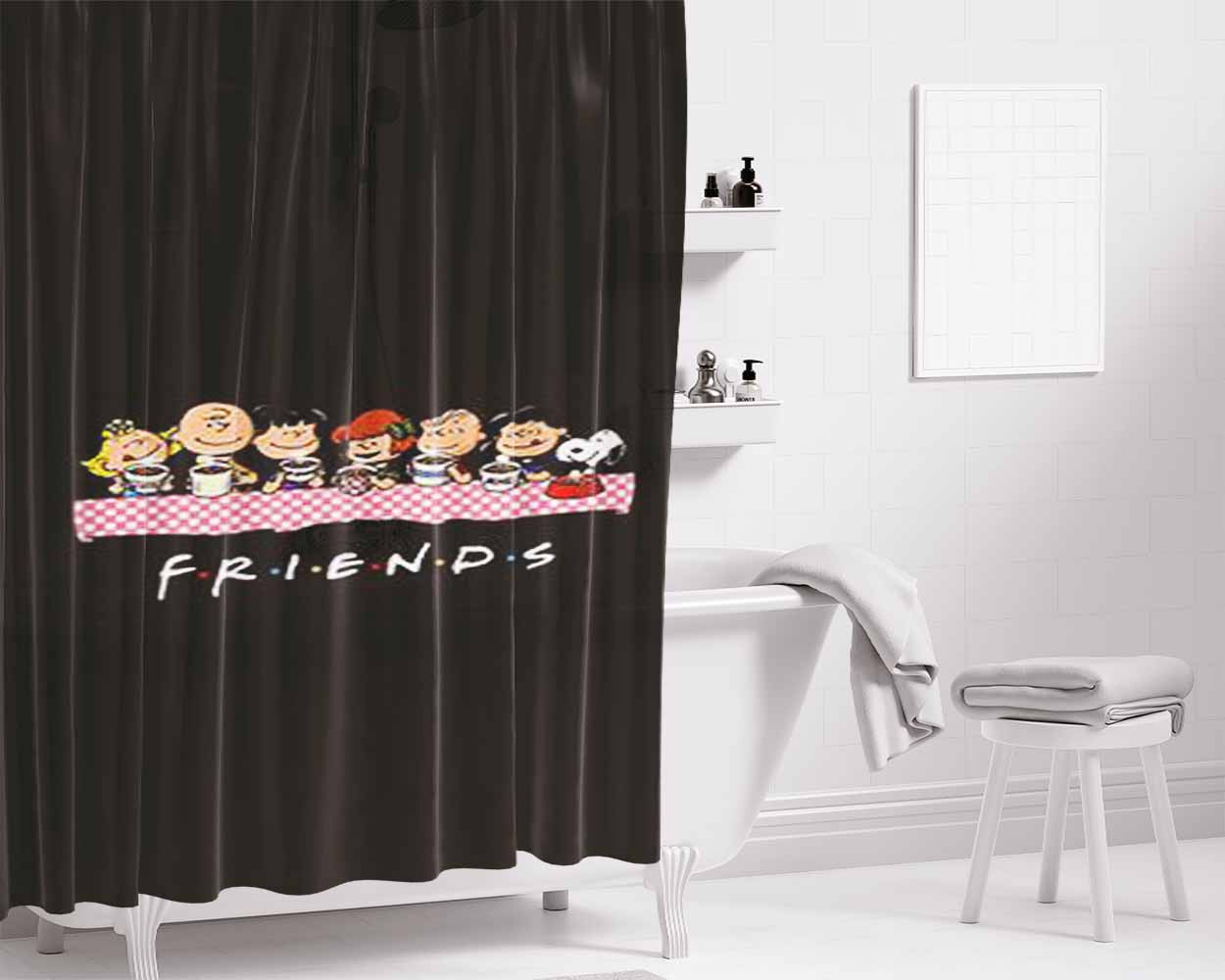 The Peanuts Snoopy Friend Bathroom Shower Curtain Fabric Waterproof | 66 X 72 Inch