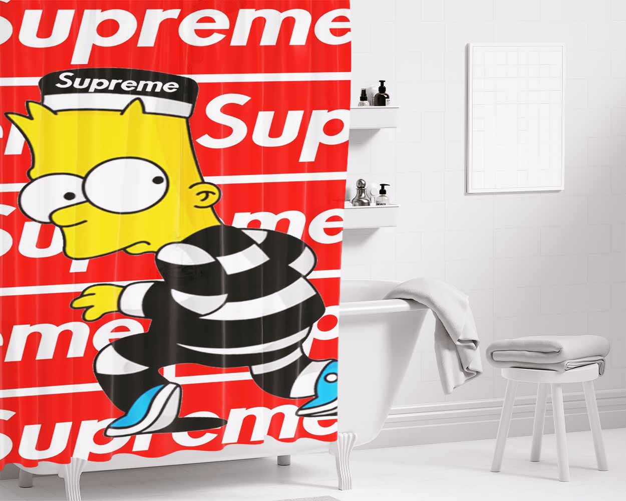 The Simpson Supreme Crime Bathroom Shower Curtain Fabric Waterproof | 66 X 72 Inch